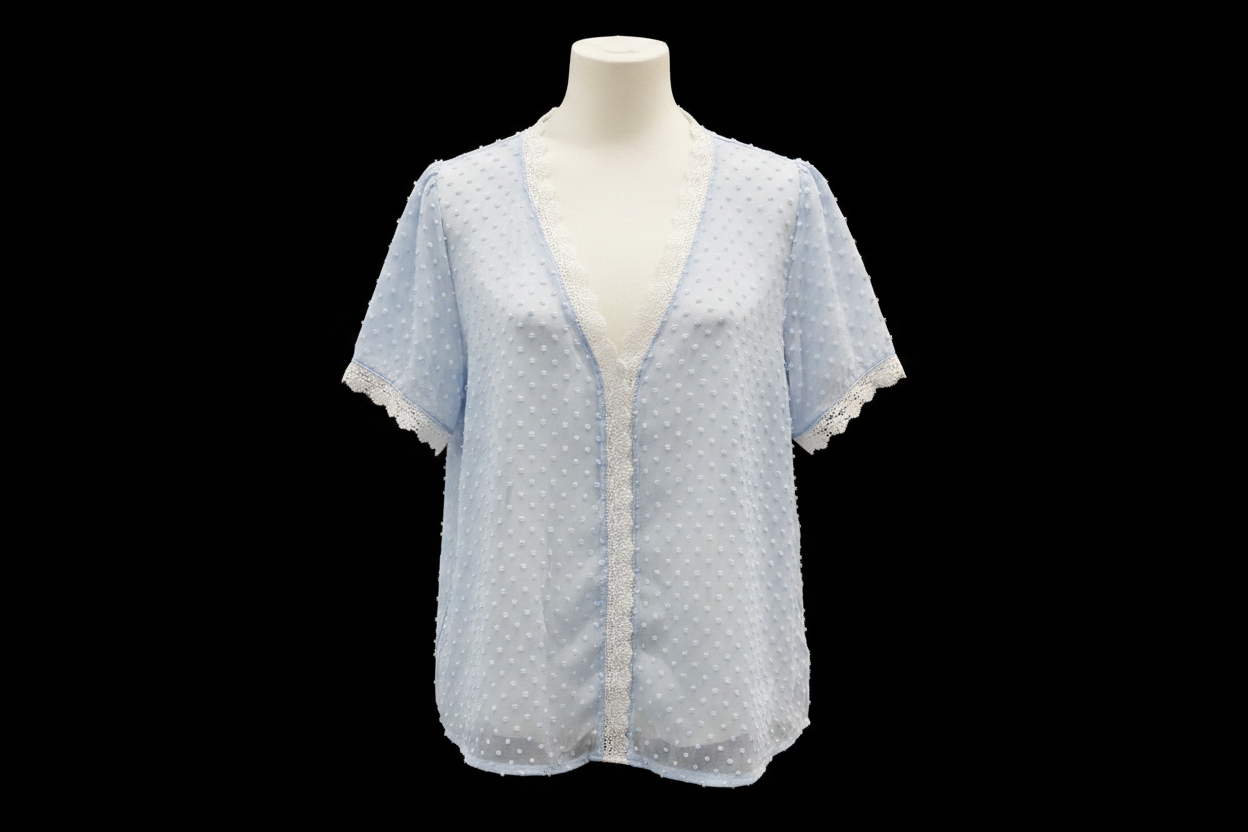 Blusa Azul Celeste Plumeti Fondo Negro