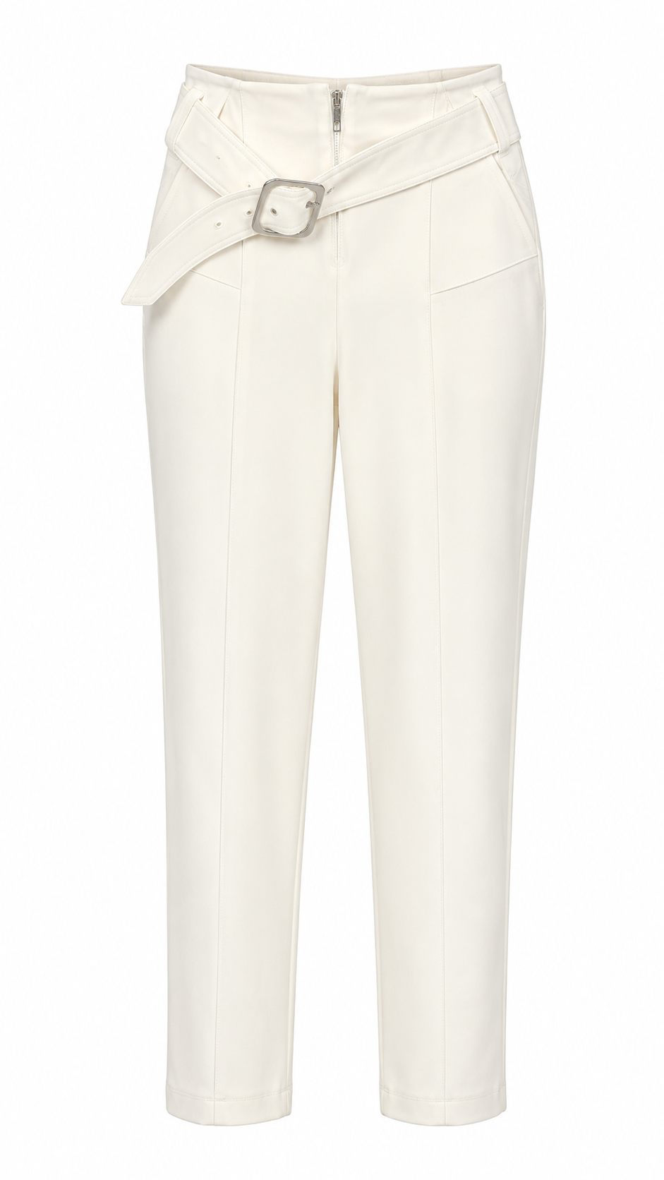 Pantalón Crema Cintura Alta Hebilla Balboa