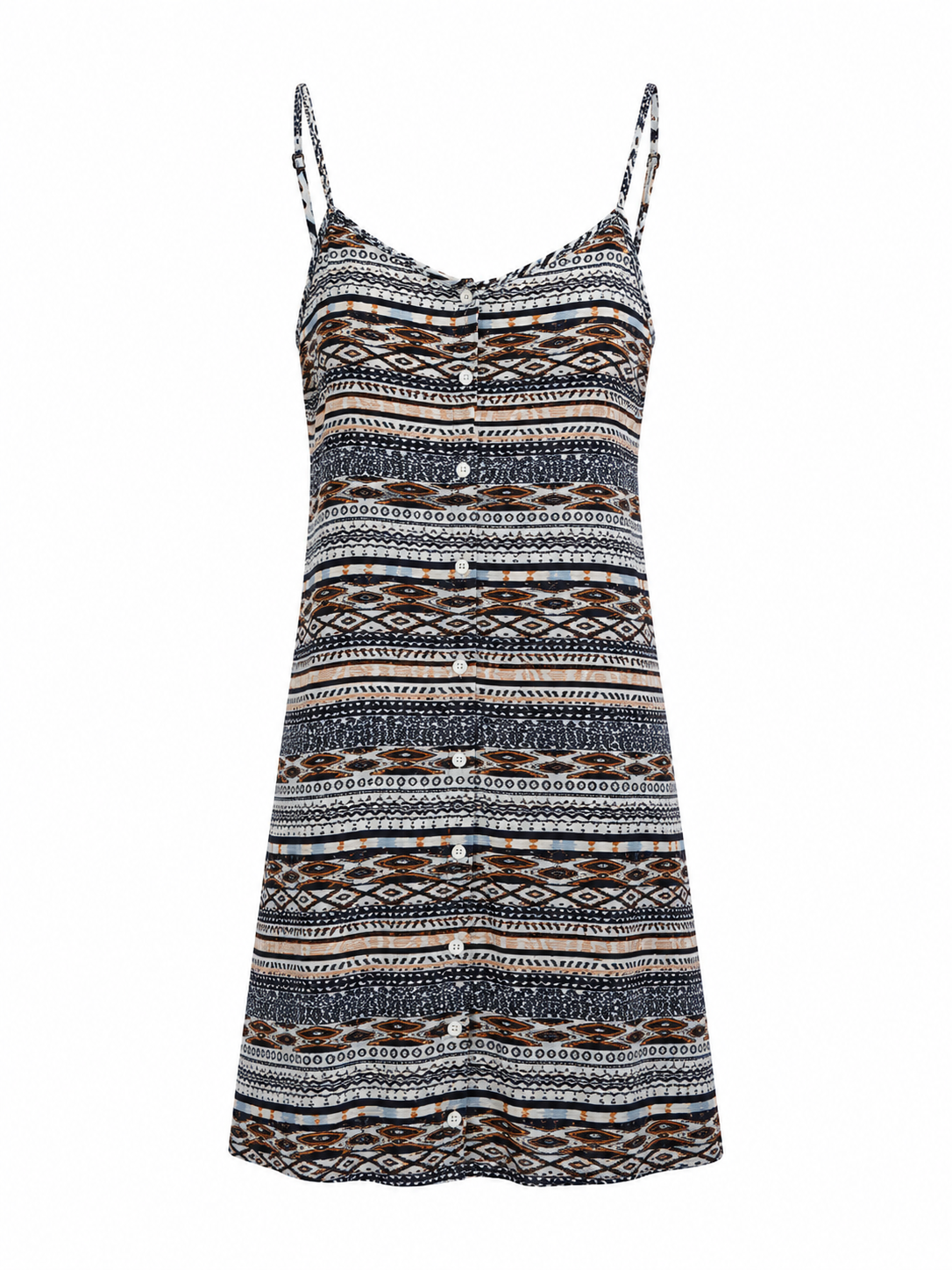 Vestido Mini Azteca Multicolor Tirantes Cadena Effect