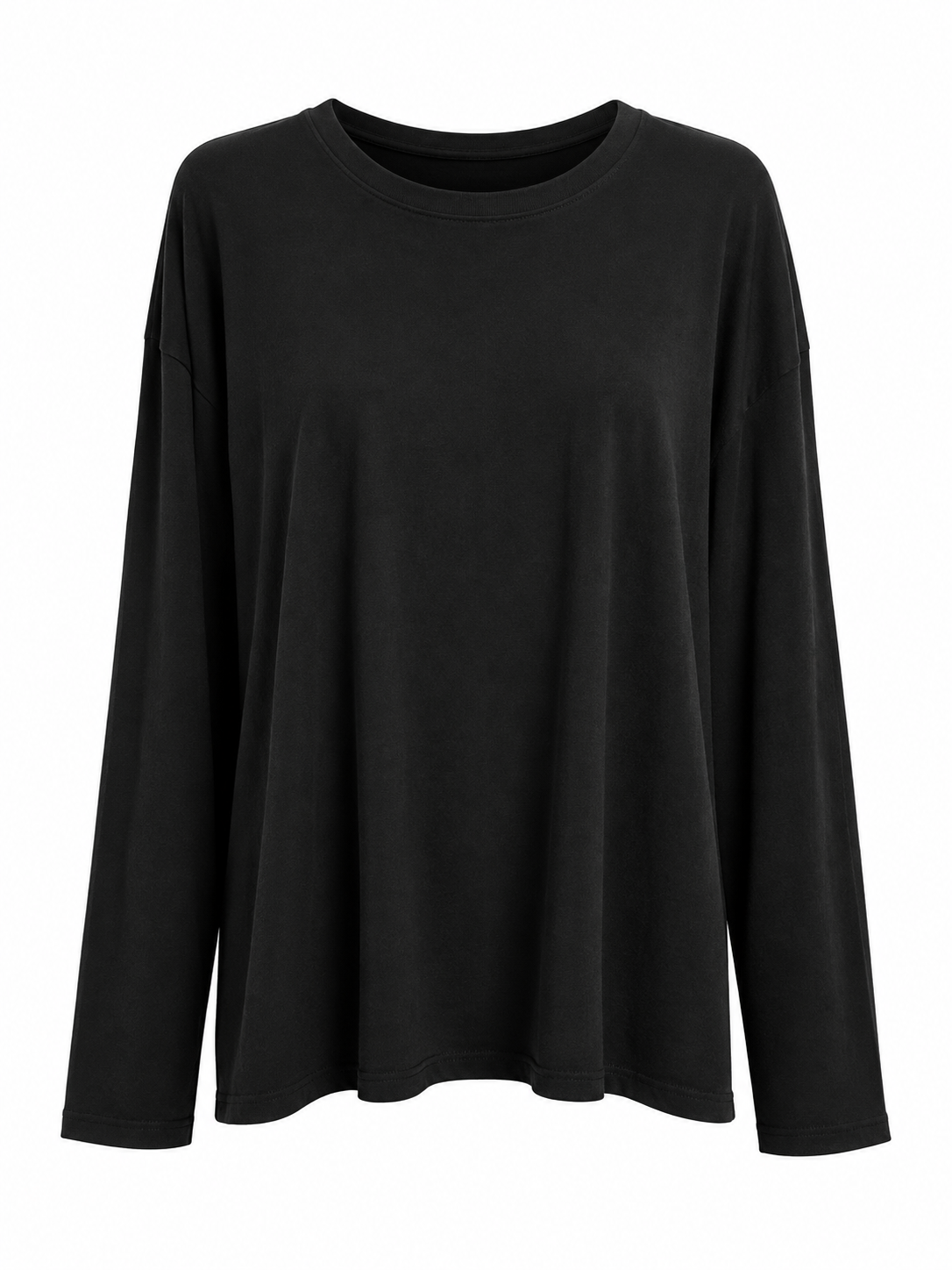Camiseta Negra Manga Larga Cuello Ancho Primark
