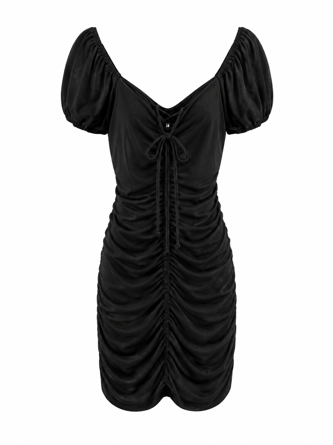 Vestido Negro Fruncido Shein