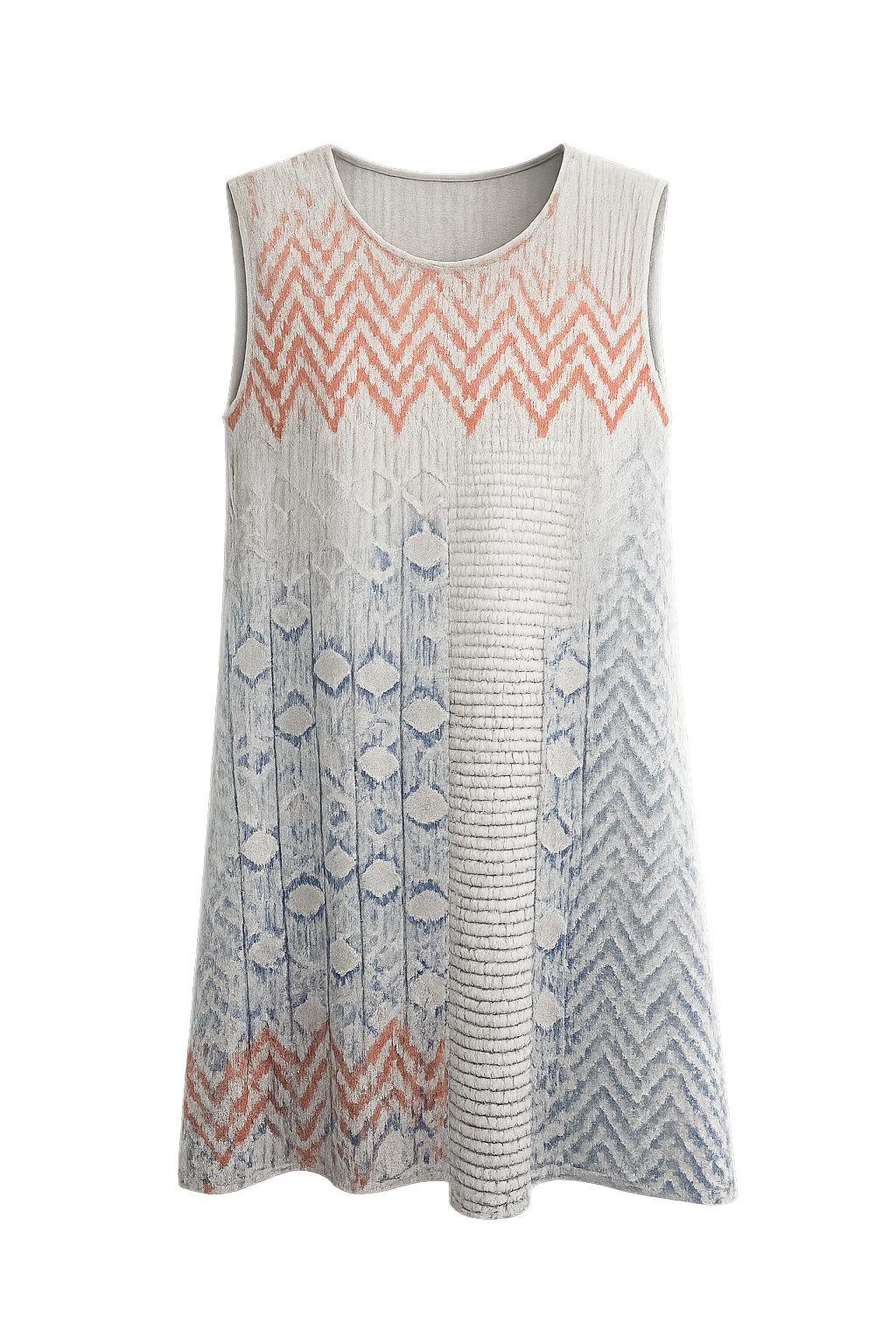 Vestido Blanco Tejido Calado Geométrico Zigzag Coral Zara
