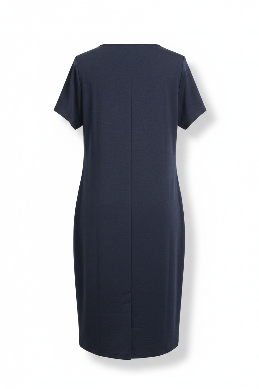 Vestido azul marino ghost mannequin - vista trasera