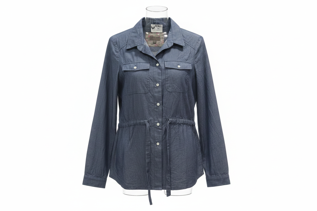 Chaqueta camisa azul lisa Cortefiel - ghost mannequin