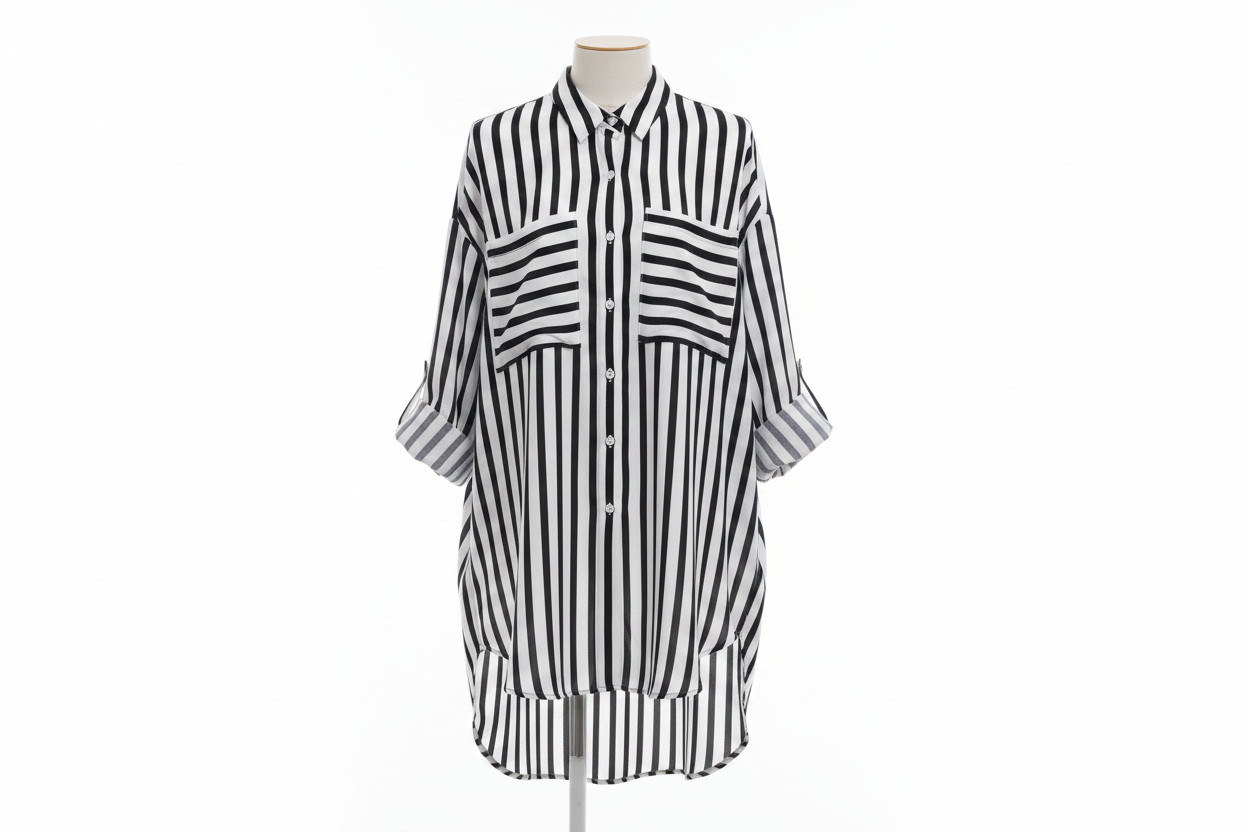 Camisa rayas blanco negro Zara - ghost mannequin