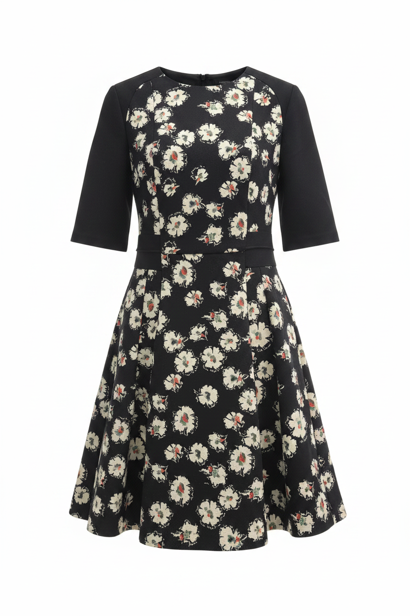 Vestido Negro Floral Zara