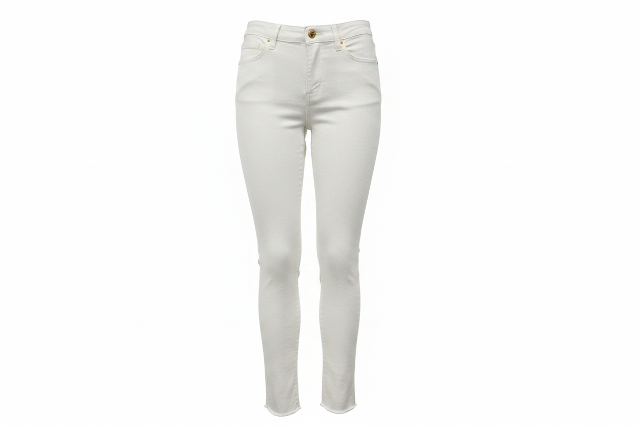 Jeans Blancos Skinny Bajo Deshilachado Sfera