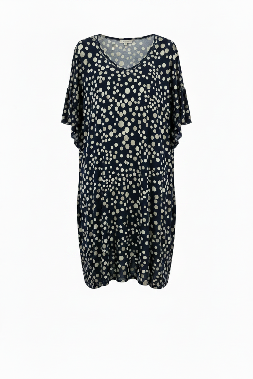 Vestido Midi Lunares Azul Marino I de N