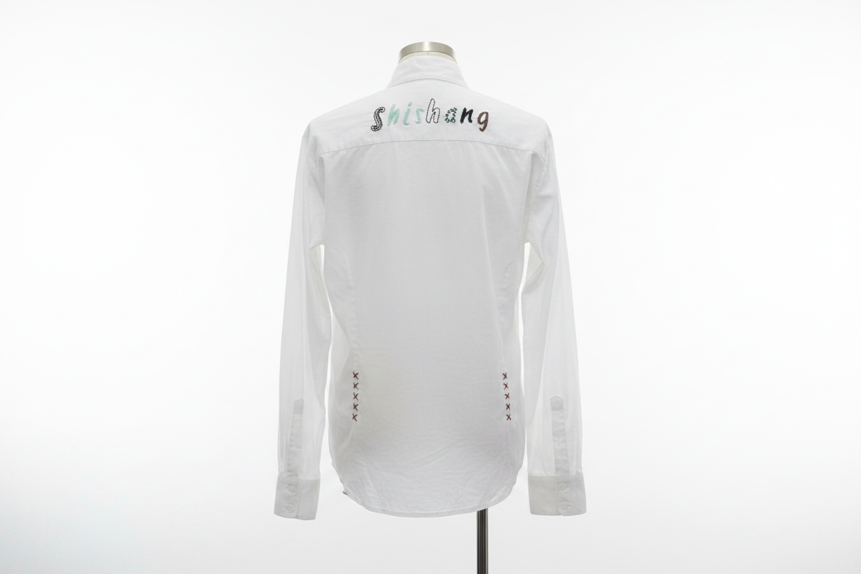 Camisa Blanca Bordados Artesanales Figuras Multicolor