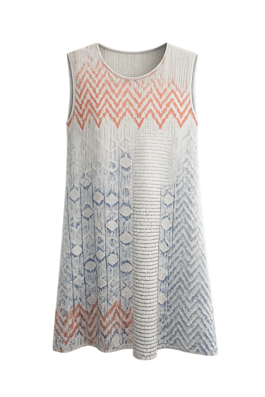 Vestido Blanco Tejido Calado Geométrico Zigzag Coral Zara