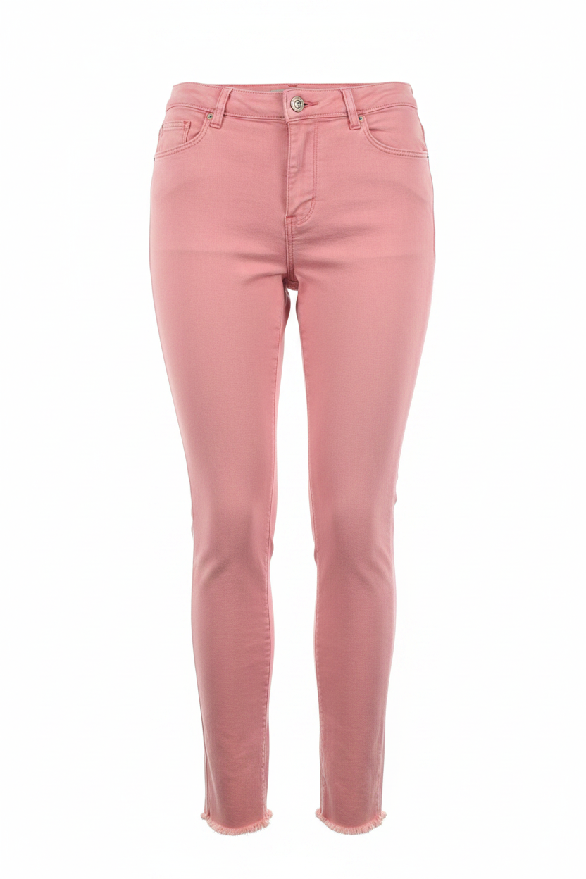 Vaqueros tobilleros rosa coral bajo deshilachado Denim Co - Ghost Mannequin