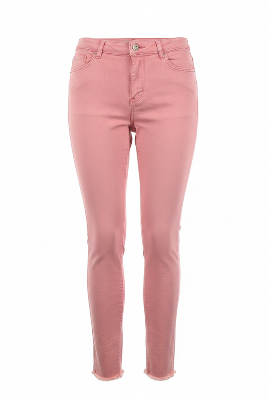 Vaqueros tobilleros rosa coral bajo deshilachado Denim Co - Ghost Mannequin