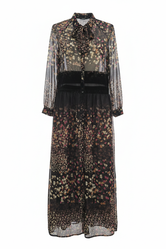 Vestido maxi floral semitransparente Bershka - Ghost Mannequin