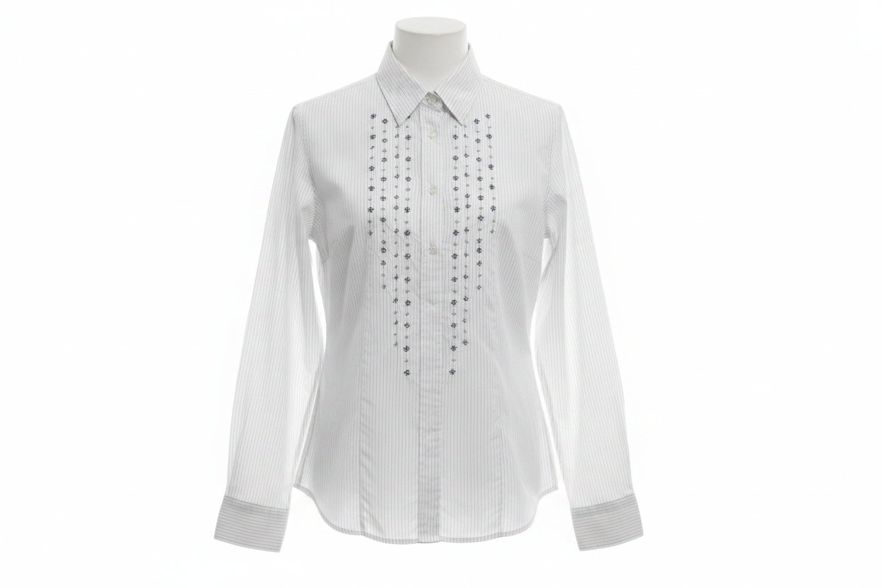 Camisa rayas pechera plisada Siete - ghost mannequin