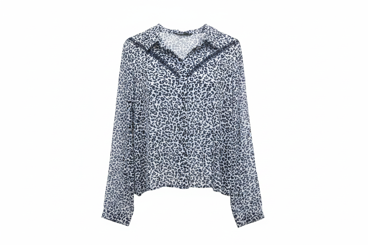 Blusa leo azul marino manga recta Only - ghost mannequin