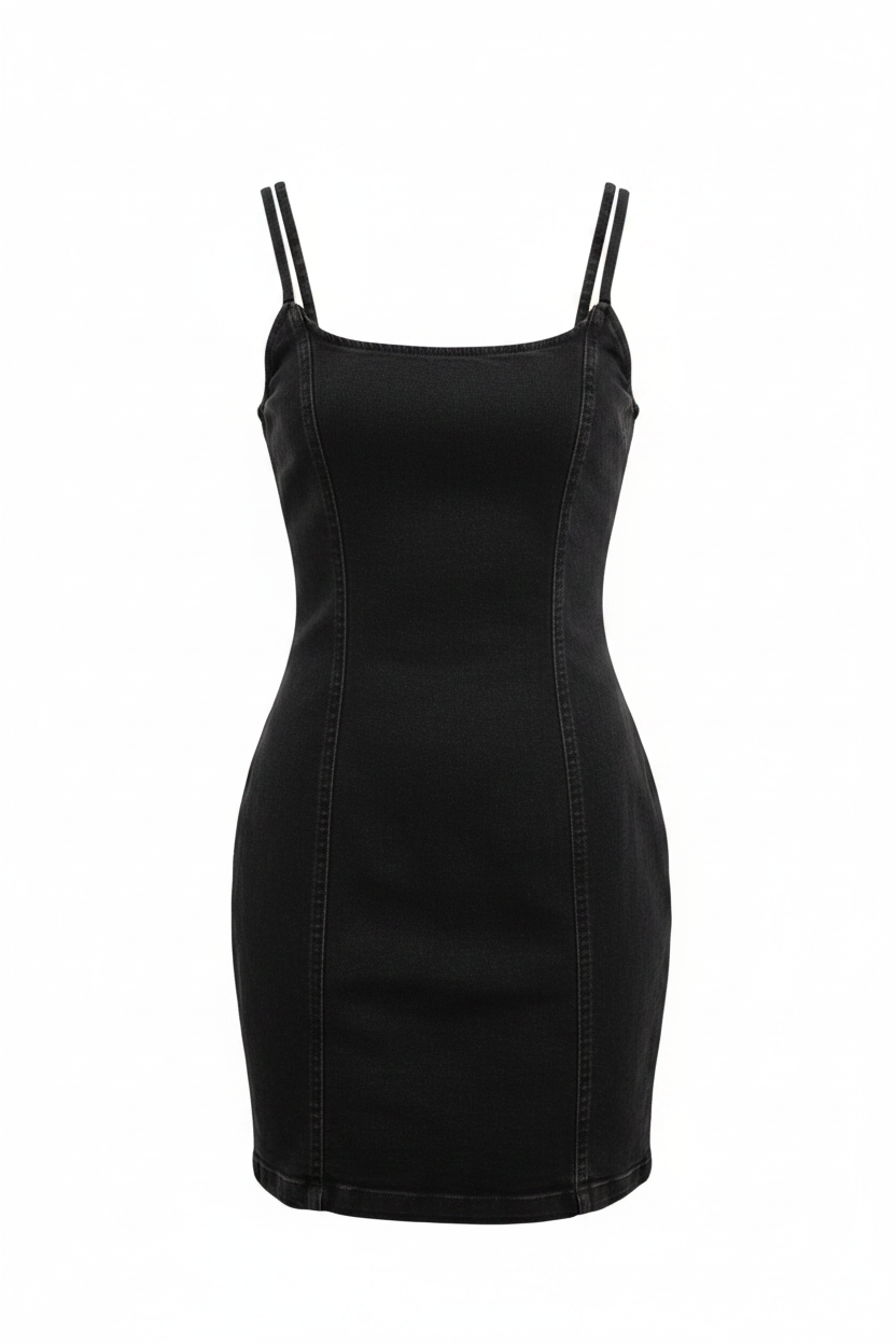 Vestido mini vaquero negro ajustado H&M - Ghost Mannequin