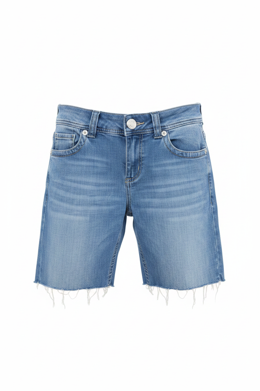 Shorts vaqueros azul claro bajo deshilachado Mooch - Ghost Mannequin