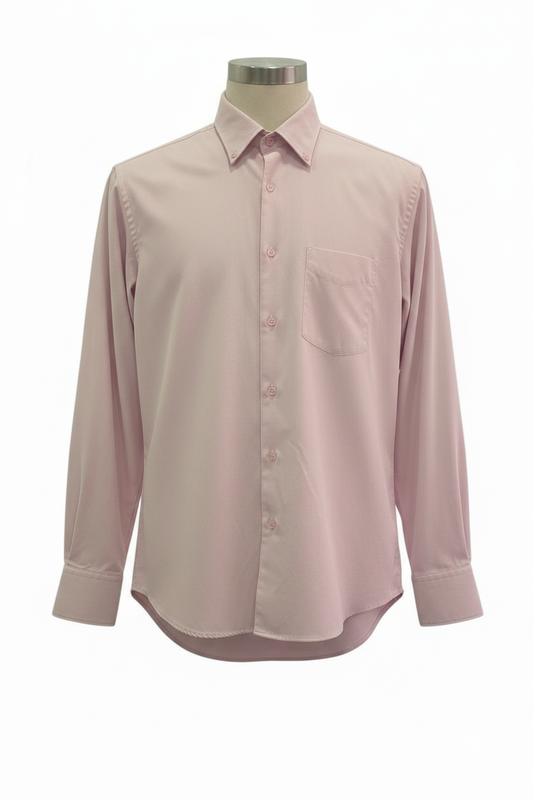 Camisa vintage rosa manga larga cuello button-down con bolsillo