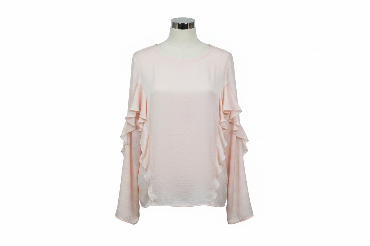 Blusa rosa empolvado volantes Zara - ghost mannequin