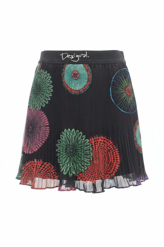 Falda mini plisada Desigual círculos multicolor - Ghost Mannequin