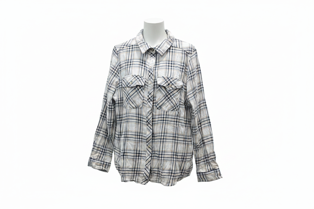 Camisa cuadros blanco negro Creeks - ghost mannequin
