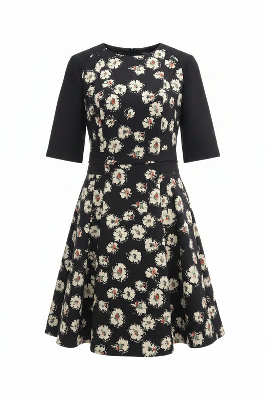 Vestido floral negro margaritas Zara - Ghost Mannequin