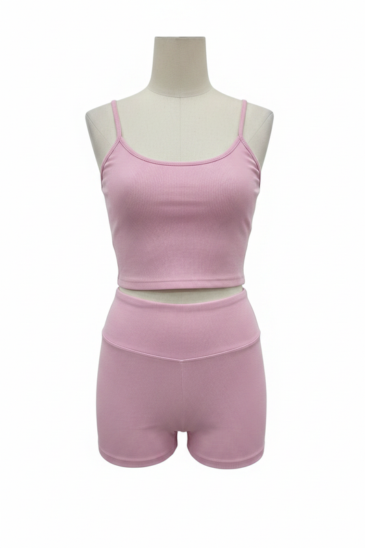 Conjunto dos piezas rosa acanalado top y shorts Primark - Ghost Mannequin