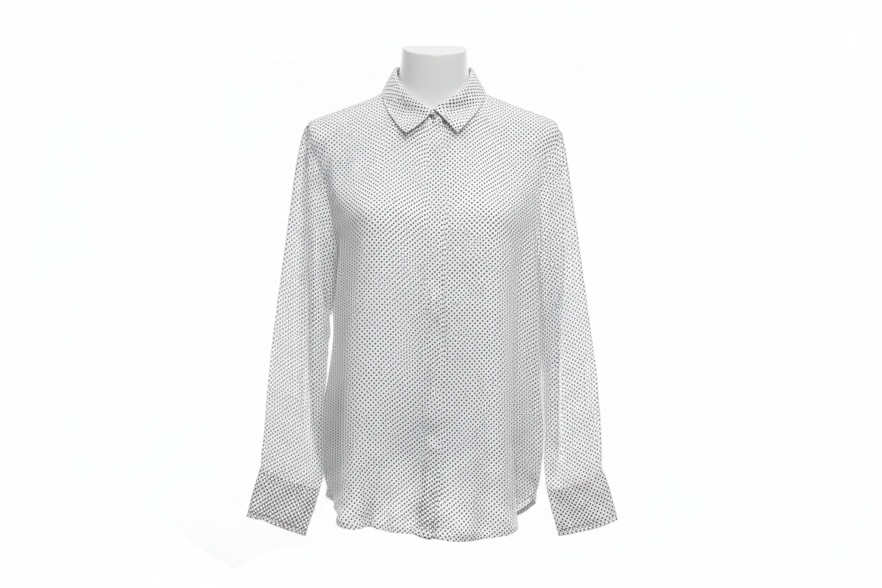 Camisa blanca lunares Mango - ghost mannequin