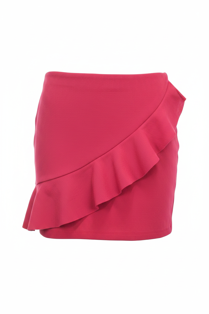 Falda mini fucsia volante diagonal Stradivarius - Ghost Mannequin