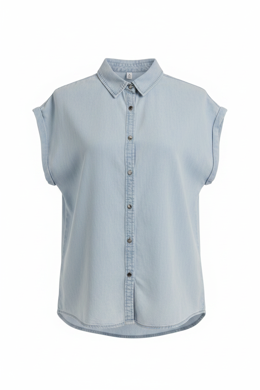 Camisa vaquera sin mangas azul claro - Ghost Mannequin