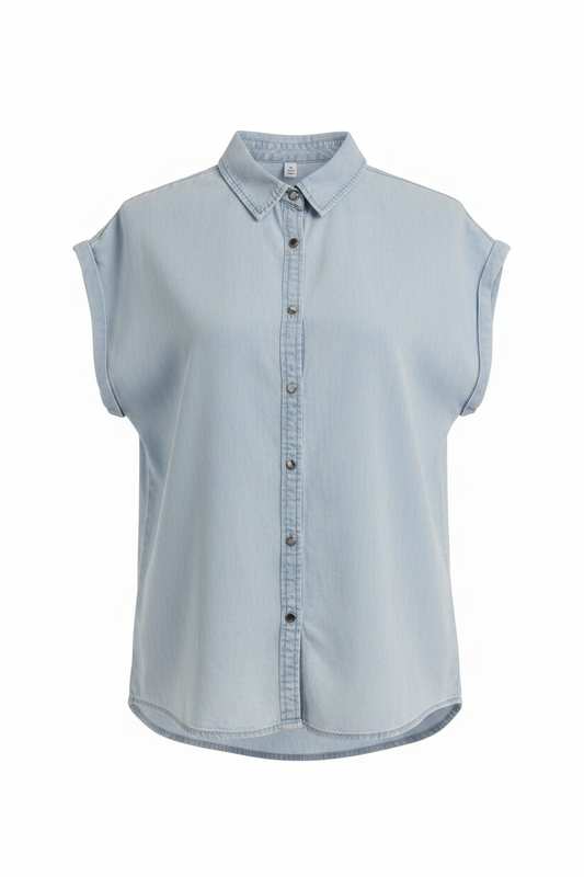 Camisa vaquera sin mangas azul claro - Ghost Mannequin