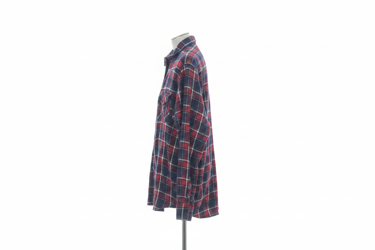 Camisa franela cuadros rojo marino - ghost mannequin
