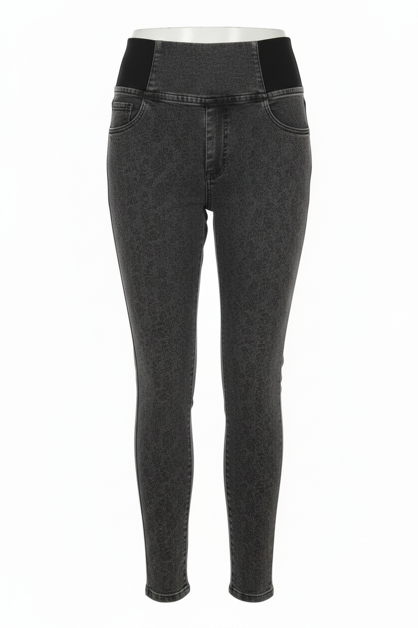 Vaqueros Skinny Gris Oscuro Cintura Negra Comfort