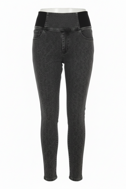 Vaqueros Skinny Gris Oscuro Cintura Negra Comfort