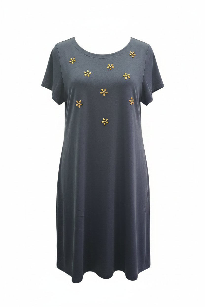Vestido Azul Marino con Bordados - Ghost Mannequin